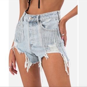 nwot adika rhinestone denim shorts